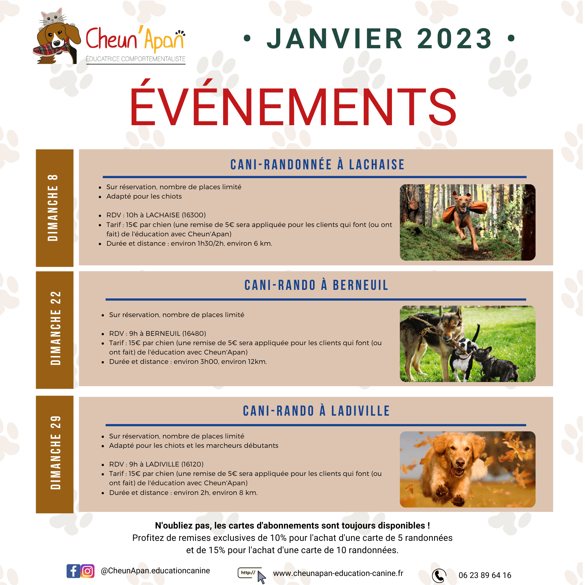 planning activité canine collective janvier 2023